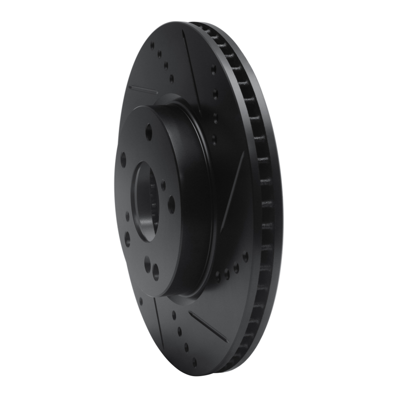 Honda Civic Brake Rotor (1) - Front Right - R1 Concepts - Drilled & Slotted - Black - `16-`25